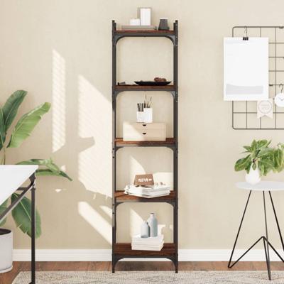 Boekenkast 5-laags 40x30x154 cm bewerkt hout bruin eikenkleur