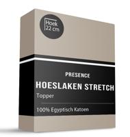 Topper Hoeslaken - Egyptisch Katoen Stretch - Taupe - 90x200 cm - Taupe - Presence - Dekbed-Discounter.nl