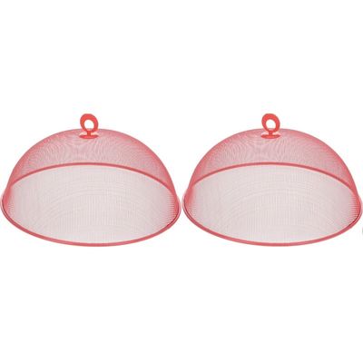 2x Vliegenkappen rood voor voedsel 35 cm