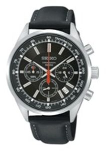 Horlogeband Seiko SSB037P2 / 6T63-00B0 / L01W011J0 Leder Zwart 20mm