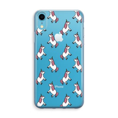 Eenhoorns overal: iPhone XR Transparant Hoesje