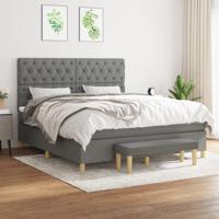 Boxspring met matras stof donkergrijs 160x200 cm