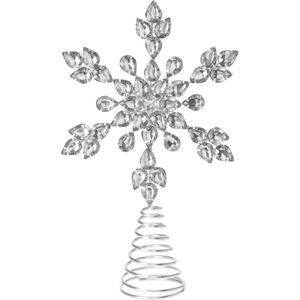 Kerstboom piek - ster vorm - zilver met steentjes - H26 cm