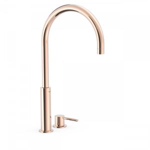 Wastafelmengkraan Tres Study Exclusive 45,3 cm 2-Gats 1-Hendel Uitloop Gebogen Rond Rose Gold Tres