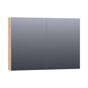 BRAUER Impress Deluxe spiegelkast - 100x70x15cm - interne en externe verlichting - 2 dubbelzijdige spiegeldeuren - Forest Tan SK-IMD100FT