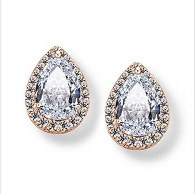 Hart zaad Drop Oorbellen Zircon Fashion Stud Oorbellen van ebben hout metaal kleur: rose goud