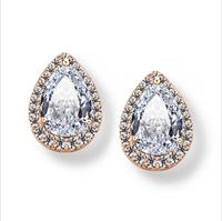 Hart zaad Drop Oorbellen Zircon Fashion Stud Oorbellen van ebben hout metaal kleur: rose goud