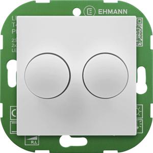 Ehmann 4295x0700 Draaidimmer Geschikt voor lampen: LED-lamp, Gloeilamp, Halogeenlamp Wit (RAL 9016)