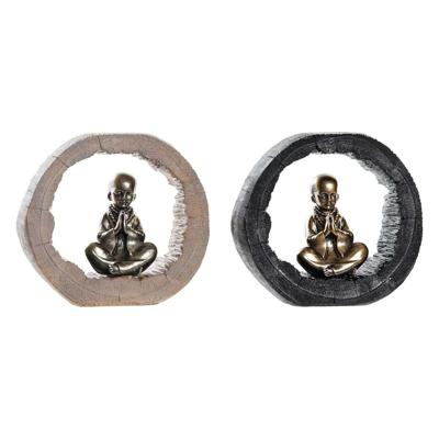 Decoratieve figuren DKD Home Decor Zwart Gouden Monnik Orientaals 20,8 x 6,5 x 18,5 cm (2 Stuks)