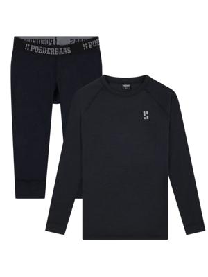 Poederbaas Thermoset Merinowol Dames - Thermoshirt + Thermolegging 3/4 - Zwart-L