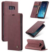 CaseMe-013 multifunctionele retro Frosted horizontale Flip lederen draagtas met kaartsleuf & houder & portemonnee voor Galaxy S8 plus (wijn rood)