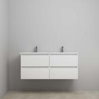 On-Line Onderkast - 120 cm - Voorgemonteerd - Acryl Wastafel - 2 Kraangaten - Hoogglans Wit