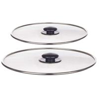 Afgietdeksel/pannendeksel set - 2x stuks - Dia 29/25 cm - metaal - vergiet