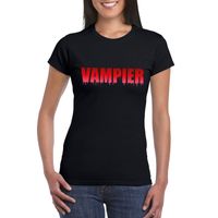 Halloween vampier tekst t-shirt zwart dames - thumbnail