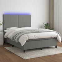 Boxspring met matras en LED stof donkergrijs 140x190 cm