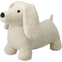 Deurstopper - Teckel hondje - creme wit - polyester - 34 x 20 cm - dieren - kinderkamer