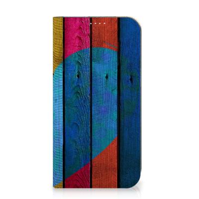iPhone 15 Plus Book | Wallet Case | Wood Heart - Cadeau voor je Vriend