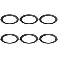 LED Downlight Inbouwspot Dimbaar 6 Stuks - Brinton Thin - 18W 1800lm 120° Bundelhoek - Helder/Koud Wit 6500K - IP40 - Rond - Zwart - Ø229mm Buitenmaat - Ø205mm Zaagmaat