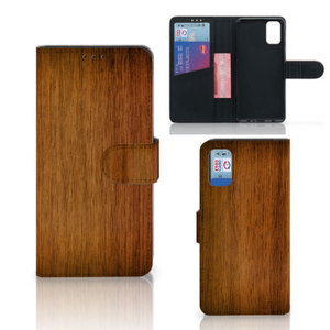 Samsung Galaxy A41 Book Style Case Donker Hout