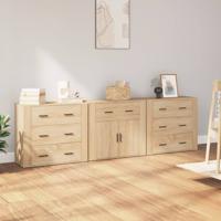 Dressoirs 3 st bewerkt hout sonoma eiken