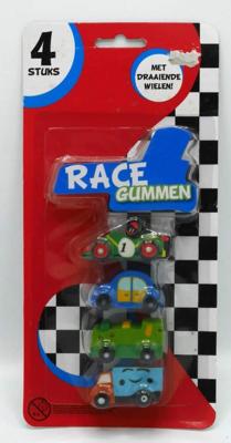 Van Der Doelen 4 gummen in de vorm van een auto