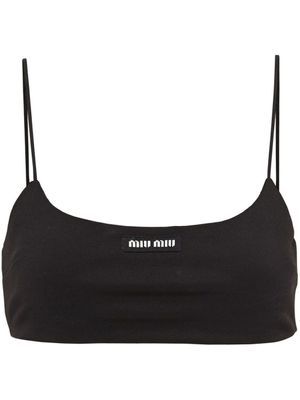 Miu Miu haut crop à patch logo - Noir
