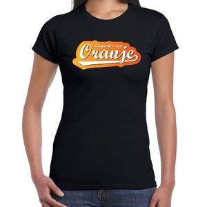 Zwart t-shirt Holland / Nederland supporter van oranje EK/ WK voor dames