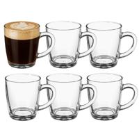 5Five Koffie glazen / Thee glazen - met oor - 6x stuks - transparant glas - 345 ml