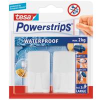 Tesa powerstrips ophanghaken - 2x - wit - kunststof - waterproof - zelfklevend