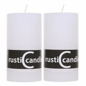 2x Luxe sfeerkaarsen wit 13 cm