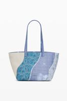 Grote patchwork denim schoudertas - MATERIAL FINISHES - U