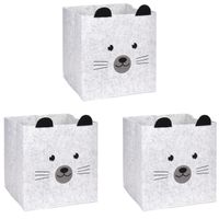 3x stuks opbergmand vilt kinderkamer - dieren thema muis - 32 cm