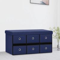 Opbergbank inklapbaar 76x38x38 cm kunstlinnen blauw