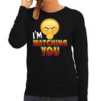 Funny emoticon sweater I am watching you zwart dames