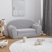 Kinderslaapbank 2-zits zacht pluche lichtgrijs