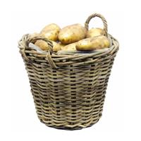 Aardappelmand met hengsels - rotan gevlochten - D30 x H23 cm - aardappel mand