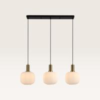 Hanglamp Iguazu Sphere oro - Goud, zwart en gebroken wit - Drie bollen van handgemaakt opaalglas - Zonder lichtbron