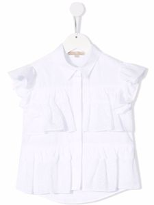 ELIE SAAB JUNIOR chemise sans manches à volants - Blanc