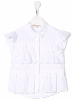 ELIE SAAB JUNIOR chemise sans manches à volants - Blanc