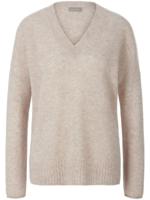 Trui V-hals 100% kasjmier Van include beige