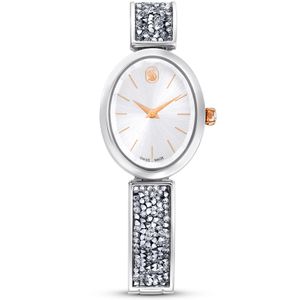 Swarovski 5656878 Horloge Rock Oval zilver-en rosekleurig-wit 26 x 29 mm