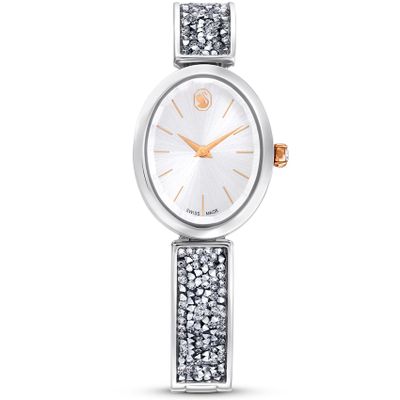 Swarovski 5656878 Horloge Rock Oval zilver-en rosekleurig-wit 26 x 29 mm