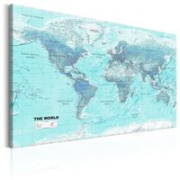 Schilderij - Wereldkaart , lichtblauwe Wereld - thumbnail