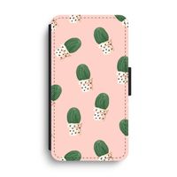 Cactusprint roze: iPhone XS Max Flip Hoesje