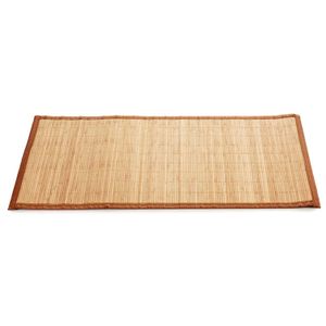 Badkamer vloermat anti-slip lichte bamboe 50 x 80 cm met lichtbruine rand