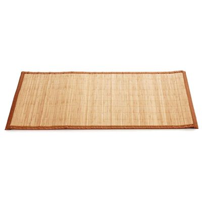 Badkamer vloermat anti-slip lichte bamboe 50 x 80 cm met lichtbruine rand