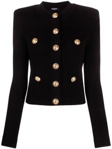 Balmain cardigan en maille fine à boutonnière - Noir