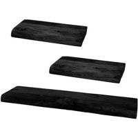 Home67 - Wandplank Pure Zwart Mangohout - Set van 3 Klein