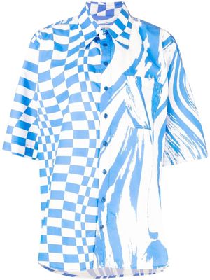 Christopher John Rogers chemise oversize à mélange d'imprimés - Blanc