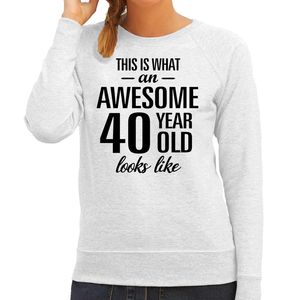 Awesome 40 year / 40 jaar cadeau sweater / trui grijs dames